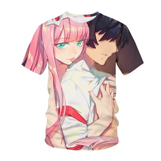 Kid New Darling En La Camiseta Franxx 002 Anime Streetwear T Harajuku Tees