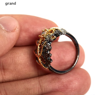 grandlarge anillos de boda retro para mujeres oro negro hojas anillo femenino accesorios de joyería