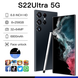 6.8 Pulgadas Teléfono S22 Ultra 2022 Móvil original Gran Venta Pantalla Grande Android 5G smartphone 8GB + 256GB