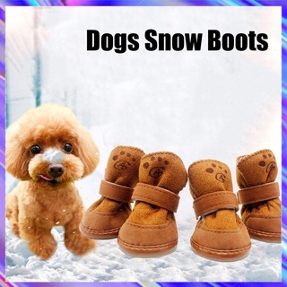 <lvv> 4 pzs botas de nieve para perros/botas de invierno cálidas suaves acogedoras/zapatos para perros/mascotas antideslizantes