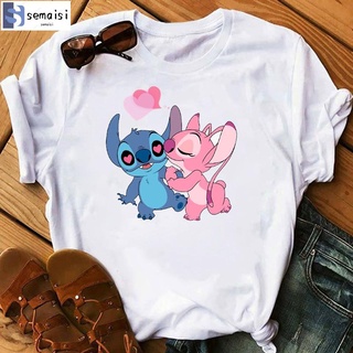 ✨Productos al contado✨mujer de dibujos animados gráfico de la moda t-shirt lilo stitch kawaii camisetas de dibujos animados femenino impreso casual camiseta casual tops t-shirt 🔥semaisi🔥