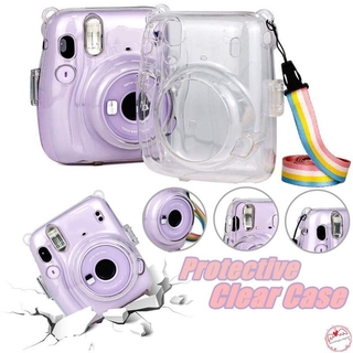 Eto DigitalFunda protectora portátil transparente para Fujifilm Instax Mini 11 casos de cámara de cristal con correa de hombro arco iris ajustable (1)
