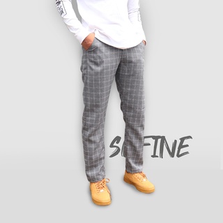 Sufine - Tartan Casual pantalones coreanos gris