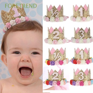 foretrend moda bebé flor letra headwear bebé brillante diadema banda de pelo edad cumpleaños fiesta festival niños regalos encantador sombrero falso