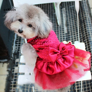 Ssk_ mascota perro cachorro arco gasa tutú vestido falda gato lentejuelas princesa ropa ropa (4)