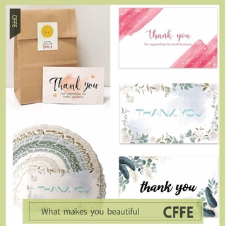 CFFE 30PCS 2.1x3.5 Inch For Supporting My Small Business Unique Designs Greenery Leaves Thank You Cards Gift Thanks Labels Pink Watercolor Package Insert Greeting Appreciation Cardstock