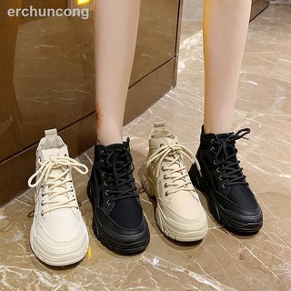 ❀✖[Martin boots] ins2020 nuevos zapatos de lona de suela gruesa estilo británico negro salvaje botas cortas pequeñas