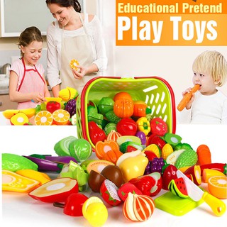 listo stock 24pcs niños pretender juego de rol cocina fruta vegetal comida juguete de corte conjunto de niños juguetes de educación temprana