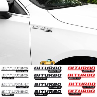2 pegatinas laterales de ABS para Mercedes Benz W203 W204 W210 W211 SLS GLK W124 W168 letra Biturbo 4 Matic AMG Auto 3D alfabeto número emblema etiqueta engomada (1)