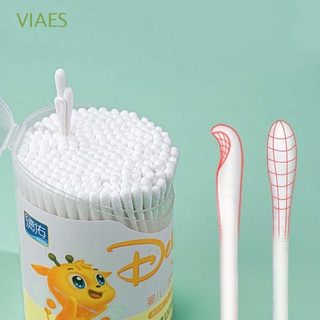 VIAES Soft Cotton Pads Newborn Paper Sticks Disposable Cotton Swab Nail Nose Cleaning Baby Care Tool Ears 200 Pcs/set Cotton Buds