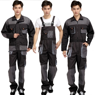 Más el tamaño S-4XL hombres ropa de trabajo protector mono babero pantalones Casual moda reparador mono uniformes pantalones largos gris oscuro
