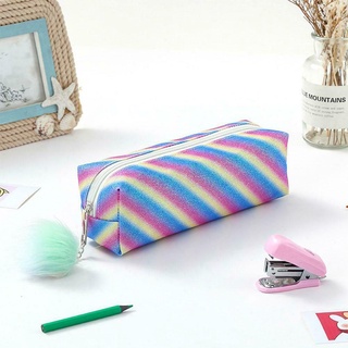 Rainbow Student Multi-function Pencil Case Simple Shiny Box Capacity Bag Large Cosmetic Y5K8 (4)