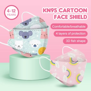 『 ♥ Listo Stock] Máscara Infantil 3D 10pcs 4ply Coreano Cara Kf94 Reutilizable Para Niños 3D GOROS (1)
