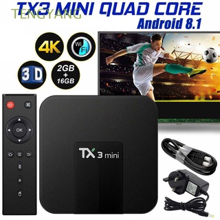tengyang 2gb+16gb smart tv box wifi media player tv box 4k android 8.1 hdmi multimedia player hd tx3 mini receptor de tv