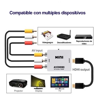 Convertidor RCA A HDMI Adaptador Audio Y Video Full HD 1080p, Adaptador de Video. Mejor y Más (4)