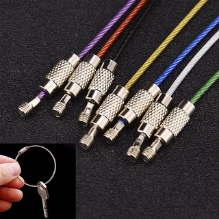 RENATA Multicolor Stainless Steel Rope Ring Camping Keychain Key Holder Loop with Screw Lock Gadget 10Pcs Outdoor Tool Keyring Circle/Multicolor (6)