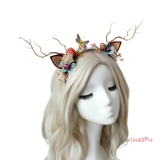 KidsW-Deer Antlers Headband, Cute Flower Butterfly Tree Branches Hair Hoop