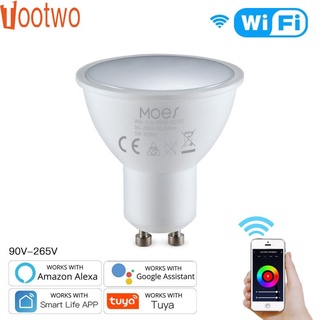 t Tuya WiFi Smart LED GU10 Bombillas RGBW C + W Blanco 5W Lámparas Regulables Vida Inteligente/Control Remoto Funcionan Con Alexa Google home tootwo