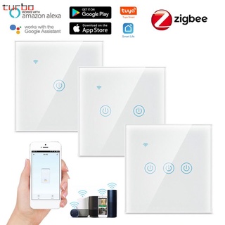 turbo 1/2/3/4 gang Zigbee Smart Touch Switch Home Wall Button for Alexa and Google Home Assistant EU Standard Smart Life APP mx