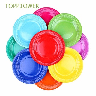 topp1ower kindergarten party postre colorido platos de papel bandeja liso 20pcs cena suministro decoración vajilla/multicolor