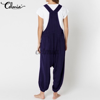 CELMIA Womens Summer Casual Sleeveless Pocket Cotton Linen Jumpsuit (6)