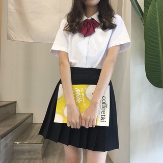 Jk uniforme blanco camisa femenina estilo universitario de manga corta estudiante uniforme de la escuela todo-partido blusa shjk:chaoyufushi.my21.09.01