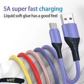 Cable USB Tipo C 5A De Silicona Líquida De Carga Rápida Micro Para iPhone Samsung Xiaomi Huawei Cargador De Datos Móvil Húmedo