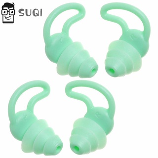 Suqi 2 pares de tapones de silicona suave para los oídos, antiruido, tapón para oídos, impermeable, escuchar seguridad, aislamiento acústico, viaje, estudio de sueño, 2/3 capas, reducción de ruido, Multicolor