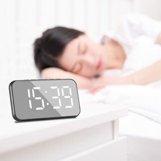 digital led escritorio despertador reloj espejo pantalla usb snooze temperatura reloj
