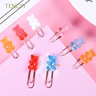 tengyi kawaii arco iris oso caramelo colores decorativos marcapáginas clip de papel oso forma de oso suministros de papelería