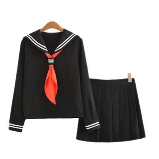 2pc/1set japonés uniforme escolar niñas clase de manga larga marino marinero uniformes escolares Cosplay (5)