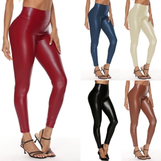 Women Faux Leather Leggings High Waist Stretchy Skinny Pencil Pants PU Trousers/passion1/