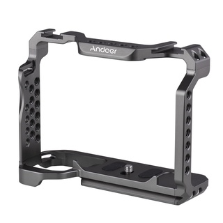 Andoer Aluminum Alloy Camera Cage with Dual Cold Shoe Universal 1/4 3/8inch Threaded Holes with Magnetic Wrench Replacement for A7SIII