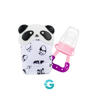 Chupón para Papillas + Guante Mordedera Panda para Bebés