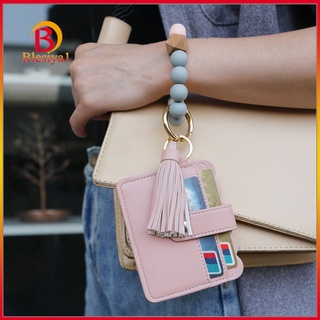 Brazalete para mujer llavero llavero pulsera de silicona llaves cadena con cuentas brazalete titular de la tarjeta monedero tarjeta de crédito
