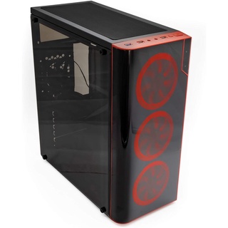 Gabinete Gaming Yeyian Vortex 1200, Soporta ATX, diseño estético en acrílico, Incluye 3 ventiladores Led, Negro