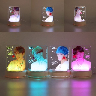 kpop bts miembro de 7 colores led luz de noche jimin v suga jk acrílico mesa lámpara de escritorio ejército alrededor de la persona regalo
