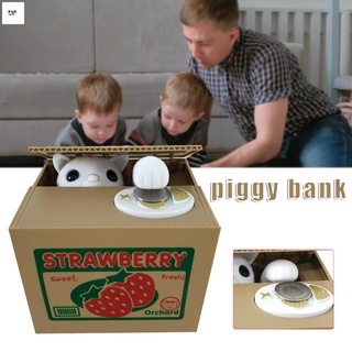 Cat Stealing Money Bank Kids Piggy Bank Toy Electric Coin Bank for Money Saving Christmas Gift for Boys Girls