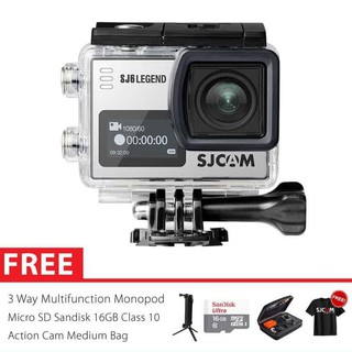 SJCAM SJ6 Legend 4K 16MP cámara de acción 3 vías SUPER 16GB plata