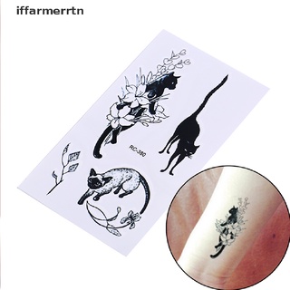 [iffarmerrtn] calcomanías impermeables temporales tatuajes gato negro transferencia de agua flash tatoo falso [iffarmerrtn]