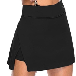 Women 2 In 1 Tennis Skirt with Built-in Shorts Pocket High Waist Split Skorts (4)