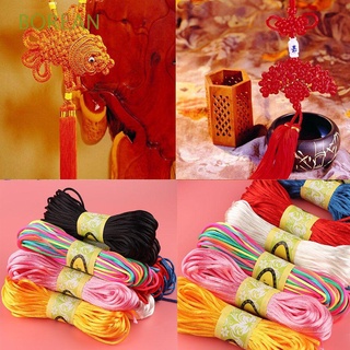 BOREAN 2mm 20m DIY Nudo chino Cola de raton Suave saten Cordones trenzados Abalorios Hilo|Hot Nylon/Multicolor