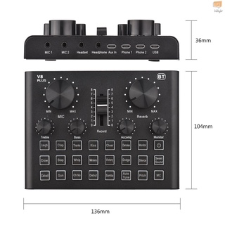 V8 Plus 15 efectos De sonido en Vivo tarjeta Para transmisión De audio Usb mezcladora Para micrófono De Voz De cambio De dispositivos Dj Karaoke Equipmens (6)