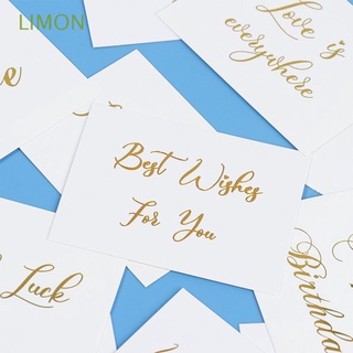 limon 50pcs 6x8cm blanco tarjeta de felicitación boda fiesta gracias escritura a mano tarjetas de mensaje feliz cumpleaños diy regalo decoración diseño simple oro estampado