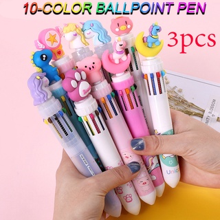 Lindo unicornio 10 colores bolígrafo de prensa estudiante creativo marcador multifunción bolígrafo de color (1)