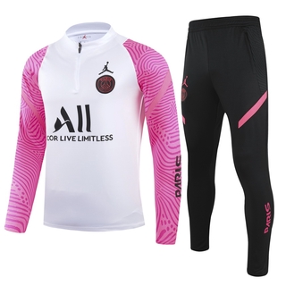 Calidad superior 21/22 PSG Paris blanco y rosa entrenamiento de fútbol Kit de ropa de los hombres ropa de chándal (1)