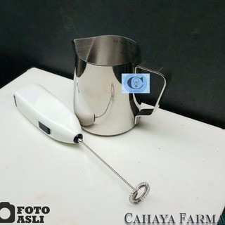 Paquete de herramientas de leche - jarra de leche 350 Ml - espumador de leche Mini mezclador de mano - Latte Art - espumador de leche