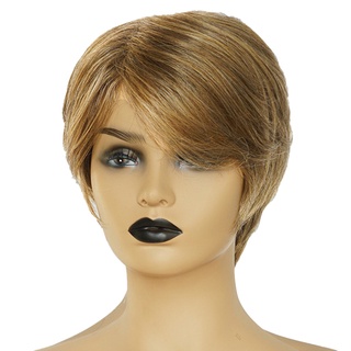 [[2]] pelucas de pelo humano natural esponjoso corto recto rizado pixie corte pelucas con flequillos para mujeres negras cosplay disfraz