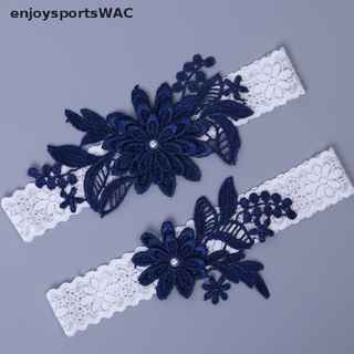 [enjoysportswac] 2 ligas de boda azul marino bordado floral sexy ligueros mujeres [caliente] (6)