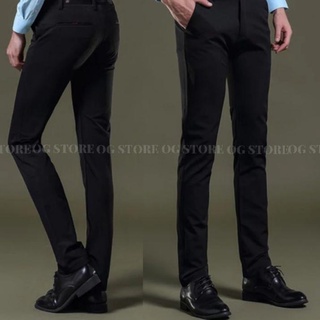 Ra-1277) Formal Slimfit hombres pantalones largos oficial oficina trabajo Premium Material teflón